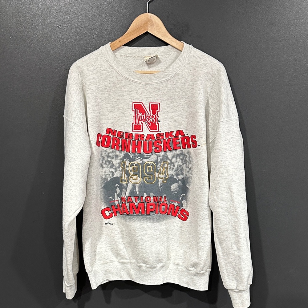 Nebraska Cornhuskers 1994 National Champions Gray Crewneck Sweater
